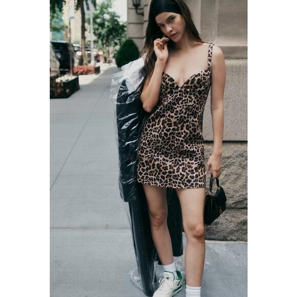 Anthropologie DHRUV KAPOOR Leopard Mini Shift Dress in Brown Pattern M NWT $178 - Picture 1 of 8